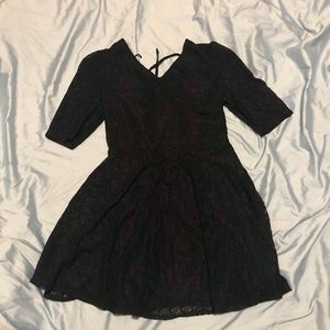 Black lace skater dress